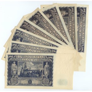 20 zloty 1936 - various series - set of 8 banknotes