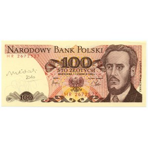 100 złotych 1982 seria HR podpis projektanta Andrzeja Heidricha