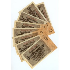 NIEMCY, 2 marki 1937 - różne serie, zestaw 8 sztuk banknotów