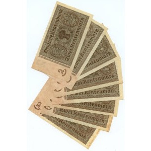 NIEMCY, 2 marki 1937 - różne serie, zestaw 8 sztuk banknotów
