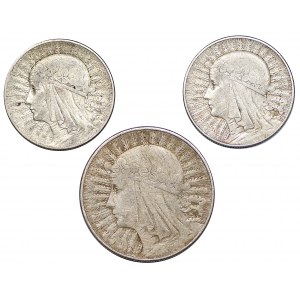 II RP, Zestaw 5-10 złotych 1933-34 Głowa kobiety