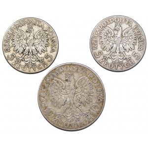 II RP, Zestaw 5-10 złotych 1933-34 Głowa kobiety