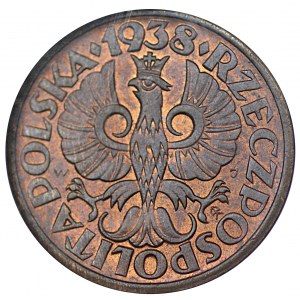 II RP, 1 penny 1938 - NGC MS63 RB