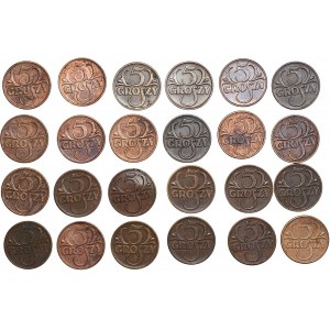 II RP, Zestaw 5 groszy 1937 - 24 sztuk monet