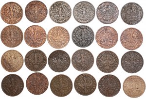 Second Republic, Set of 5 pennies 1937 - 24 coins