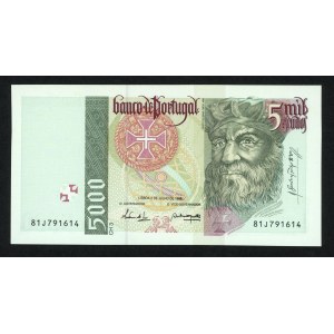 PORTUGALIA - 5.000 escudos 1996 - autograf projektanta Czesław Słania