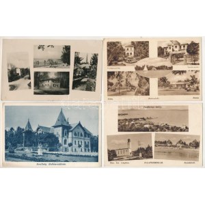 8 db főleg régi magyar város képeslap: Balaton környéki települések (közte 2 modern) / 8 mainly pre-1945 Hungarian town...