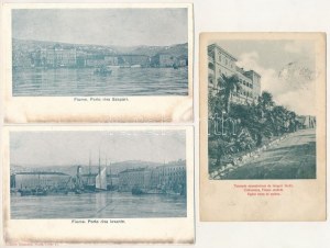 3 db régi horvát város képeslap: Fiume, Cirkvenica / 3 pre-1945 Croatian town-view postcards: Rijeka...