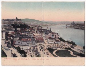 1906 Budapest I. Kilátás a Gellért hegyről, Döbrentei tér, Tabán, Czigler-féle sarok palota, piac, Stosz vendéglő...