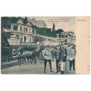 1901 Budapest I. Királyi palota és Várbazár. Montázs Ferenc Józseffel és katonatisztekkel (fa...
