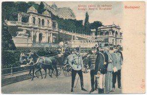 1901 Budapest I. Királyi palota és Várbazár. Montázs Ferenc Józseffel és katonatisztekkel (fa...