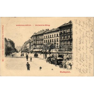 1901 Budapest IX. Vámház körút, lovas hintók. Divald 136. (EK)