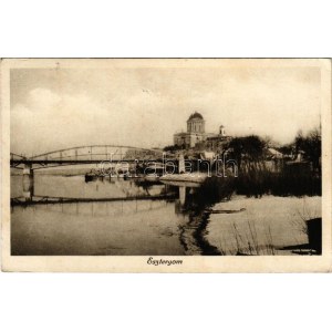 1925 Esztergom, Bazilika, híd, Duna, télen. Wallfisch S. kiadása (EB)