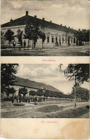 Kevermes (Békés), községháza, állami népiskola / town hall, school (fl)