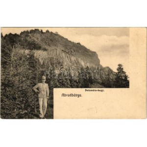1912 Abrudbánya, Abrud; Detonáta és katona. Skalangya József kiadása / Detunata / mountain, K.u.K. soldier (EK...