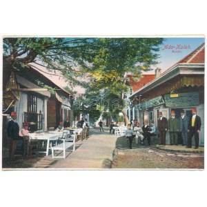 Ada Kaleh, Bazár, török üzletek és kávézó, osztrák-magyar katonák / Turkish bazaar, shops and cafe, K.u.k. soldiers ...