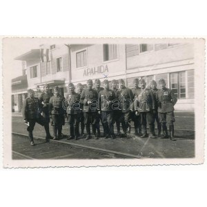 Apahida, Bruckendorf (Kolozsvár, Cluj); Magyar katonák a vasútállomáson / Hungarian military...