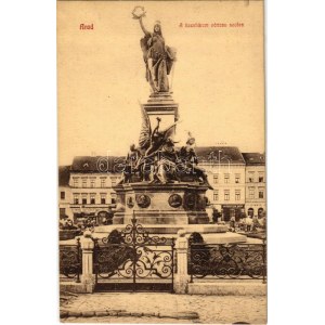 Arad, A tizenhárom vértanú szobra, Herbstein Mór, Schwarz Testvérek üzlete, kávéház / statue, monument, shops...