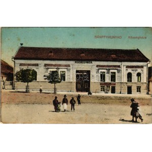Bánffyhunyad, Huedin; Községháza, Müller Sándor asztalos, Diamantstein Nándor üzlete / town hall, shops (EK...