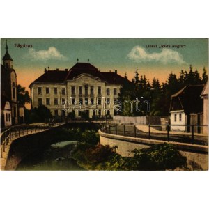Fogaras, Fagaras; Liceul Radu Negru / gimnázium / grammar school (ragasztónyom / glue marks)