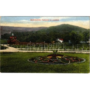 1914 Marosújvár, Uioara, Ocna Mures; Park részlet az uszodával. Vagner L. kiadása / park, swimming pool, bath (EK...