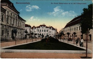 Marosvásárhely, Targu Mures; Dr. Gecse Dániel utca a Református kollégiummal. Márványi kiadása / street view...