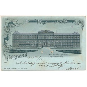 1903 Nagyvárad, Oradea; M. kir. Honvéd hadapródiskola este. Lang József kiadása / K.u.k. military cadet school at night...