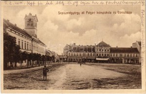 Sepsiszentgyörgy, Sfantu Gheorghe; Állami polgári leányiskola, Városháza. Benkő Mór kiadása / girls' school...