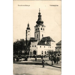 1916 Besztercebánya, Banska Bystrica; vártemplom, gyógyszertár, tér, piac. Havelka József kiadása / castle church...