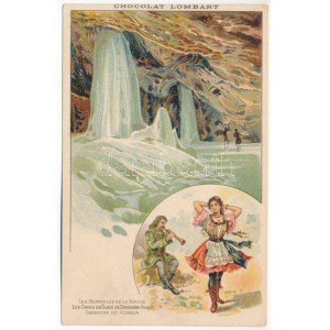 Dobsina, Dobschau; Dobsinai-jégbarlang, belső, csárdás, magyar folklór. Chocolat Lombart csokoládé reklám ...
