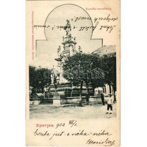 1902 Eperjes, Presov; Karafa (Caraffa) vesztőhely. Fénynyomat Divald műintézetéből / monument