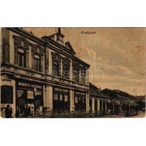 Érsekújvár, Nové Zámky; Bartlik Károly Nemzeti kávéháza, Központi kávéház. Vasúti levelezőlapárusítás 16. 1918. / café ...