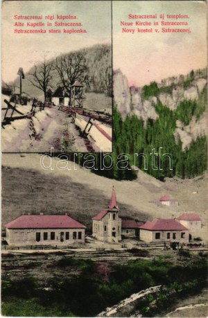 1909 Sztracena, Stratená; Sztraczenai régi kápolna télen, új templom / Alte Kapelle, Neue Kirche ...