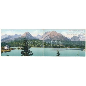 1905 Tátra, Magas-Tátra, Vysoké Tatry; Csorba-tó. 2-részes kihajtható panorámalap / Strbské pleso - 2...