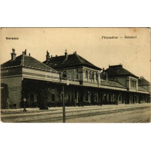 1918 Versec, Werschetz, Vrsac; Pályaudvar, vasútállomás. Kirchner Amália kiadása / Bahnhof / railway station (EK...