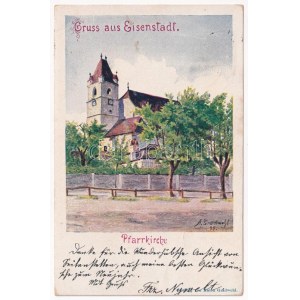 1898 (Vorläufer) Kismarton, Eisenstadt; Pfarrkirche / Plébániatemplom / farní kostel s: Anton Gradwohl (r...