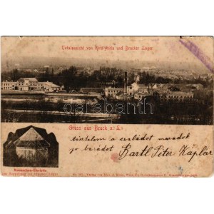 1910 Lajtabruck, Bruck an der Leitha; látkép Királyhida és Bruckújfalu Tábor felől ...