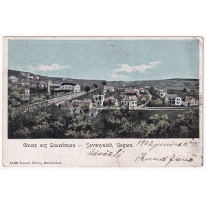 1902 Savanyúkút, Sauerbrunn; látkép, vasútállomás. Samuel Schön kiadása / general view, railway station (r...