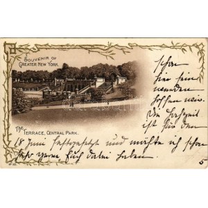 New York, Souvenir of Greater New York. Central park, the terrace. No. 105. Art Nouveau, litho (EB)