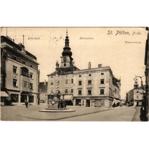 1915 Sankt Pölten, Dom-Café, Kerrenplatz, Wienerstrasse / café, square, street, shop of Franz Hackl + K. u. K. 2...