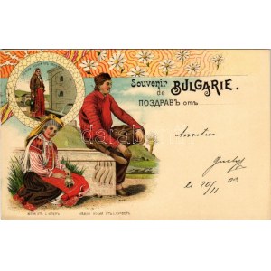 1903 Bulgarian folklore, Souvenir de Bulgarie. Art Nouveau, floral, litho (EK)