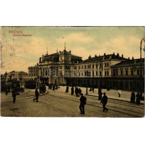 Brno, Brünn; Zentral-Bahnhof / railway station, tram (Rb)
