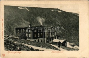 Karkonosze, Krkonose, Riesengebirge; Hampelbaude / Schronisko Strzecha Akademicka / mountain rest house (small tear...