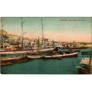 Ancona, Panorama dal Porto / port, boats, steamships (EK)