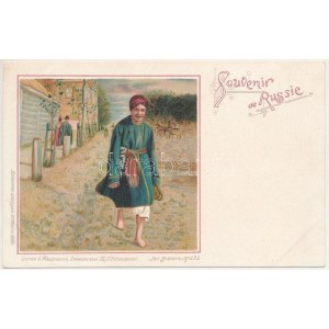 Souvenir de Russie / Greetings from Russia, folklore. Edition A. Malevinsky Art Nouveau, litho