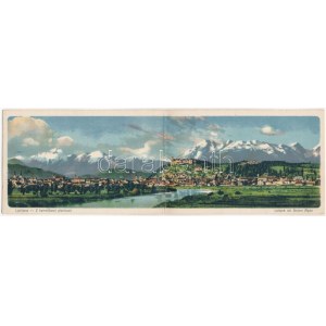 Ljubljana, Laibach; Z kamniskami planinami / Laibach mit Steiner Alpen / 2-tiled folding panoramacard (worn at fold...