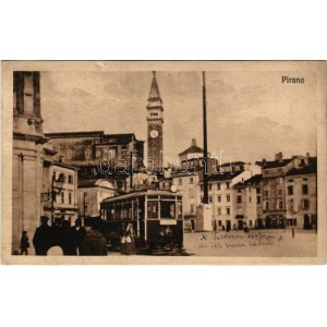 1925 Piran, Pirano; square, tram (r)