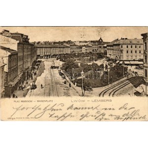 1900 Lviv, Lwów, Lemberg; Plac Maryacki / Marienplatz / square (Rb)