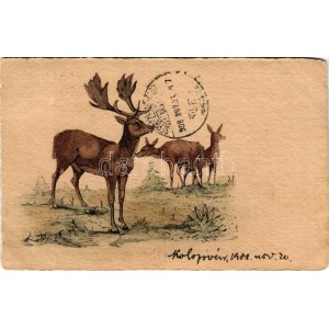 1908 Gímszarvasok / Red deers, stag and hinds