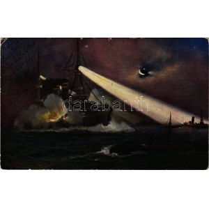 1910 Nächtlicher Angriff der Torpedoboote. K.u.K. Kriegsmarine / WWI Austro-Hungarian Navy Torpedoboote bei Nacht (fa...